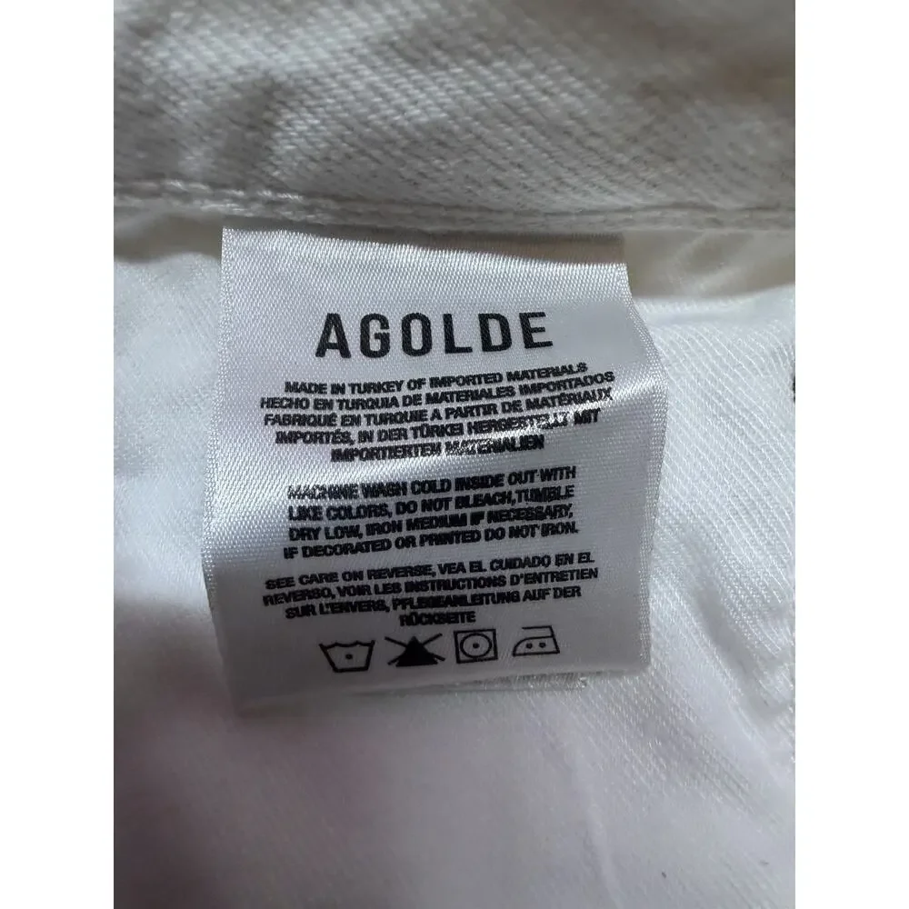 AGOLDE Women’s Parker Long Cotton Denim Shorts Anthropologie Size 31 White